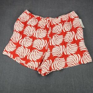 A New Day Shorts Womens Size 1X Linen Pull On Short Seashell Red Cream NWT